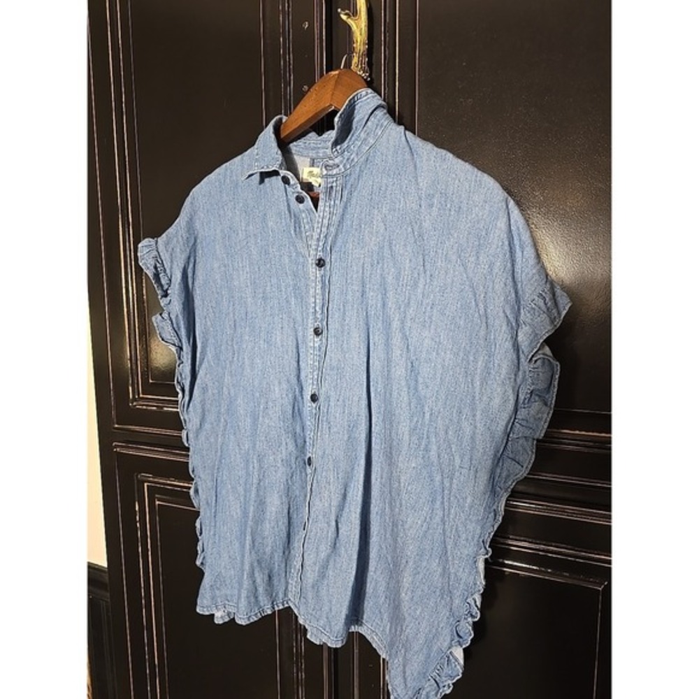 Madwell XS Ruffle Sleeveless Denim Shirt‎